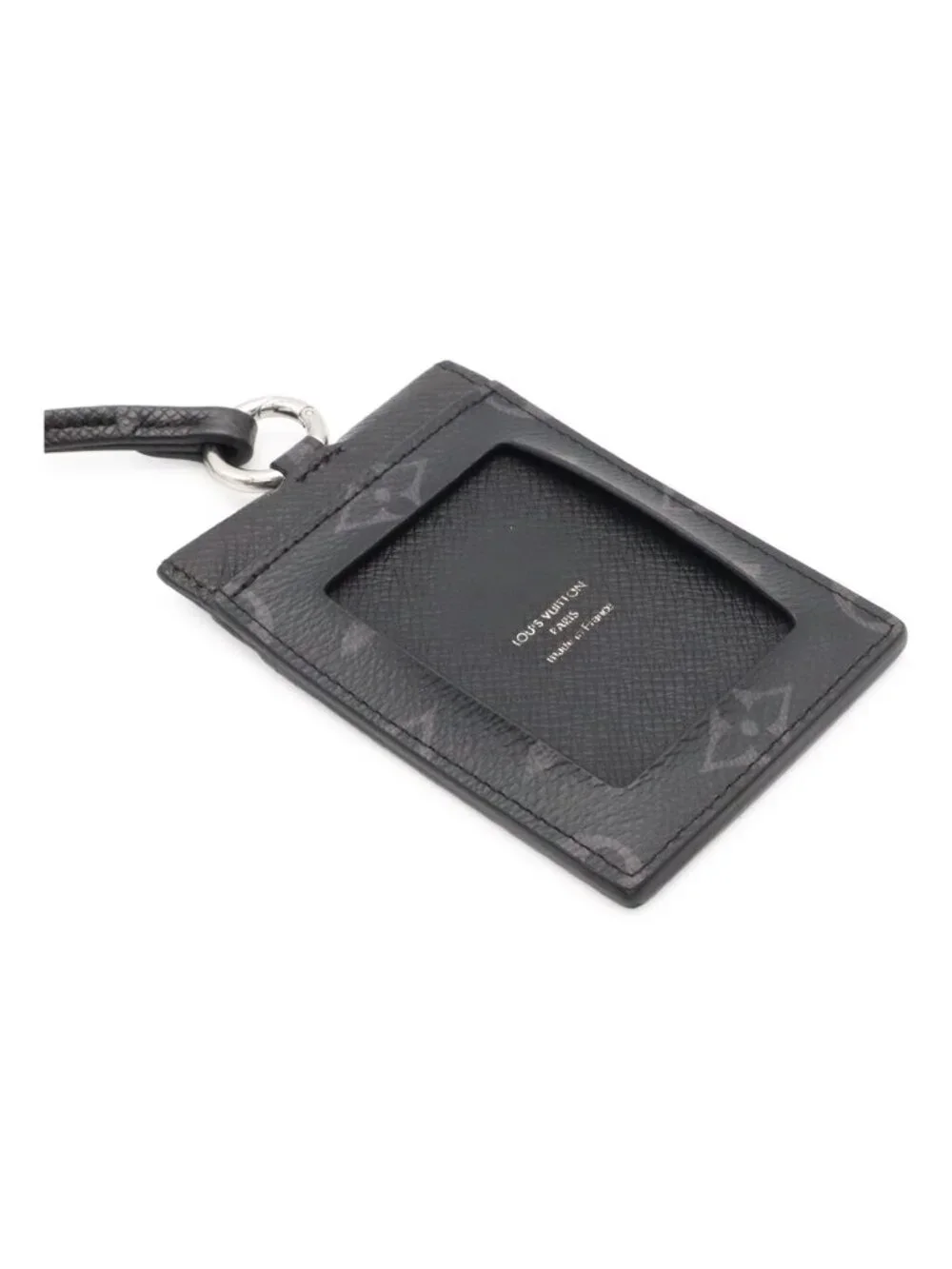 Louis Vuitton Monogram Eclipse Card Folder Holder Slot Pass Case with Neck Strap
